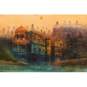A. Q. Arif, 24 x 36 Inch, Oil on Canvas, Citysscape Painting, AC-AQ-335